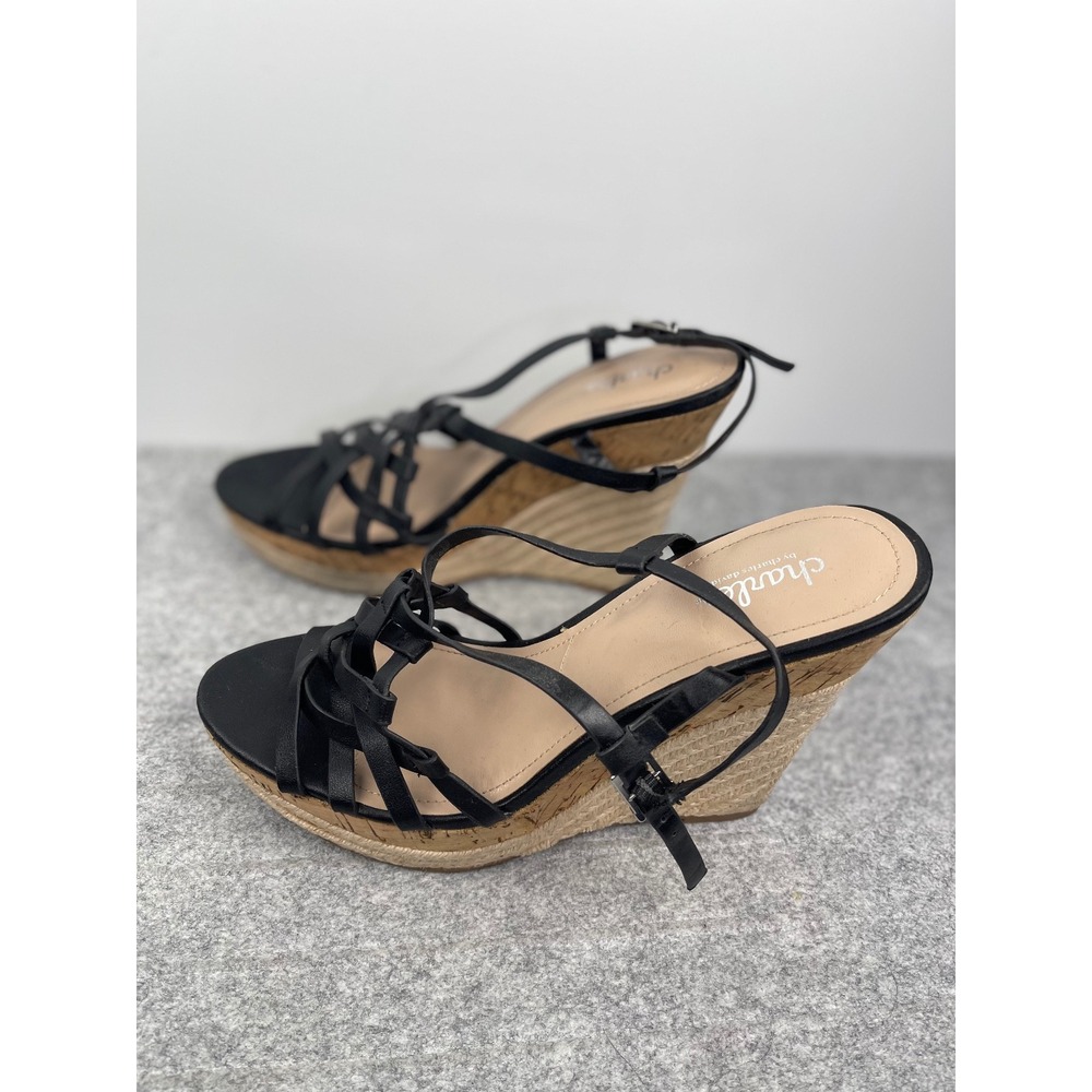 Charles by Charles David Espadrille wedge high heels, black, women's size 8.5 - Picture 11 of 14
